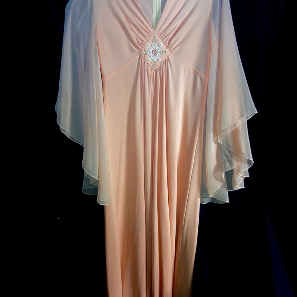 Vintage 70’s Peach Dress w/ Bell Sleeves